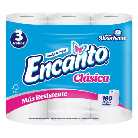 3pack papel toalla rollo 180 hojas
