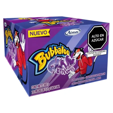Dulces bubaloo mora 70 piezas