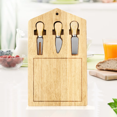 Tabla con utensilios para quesos