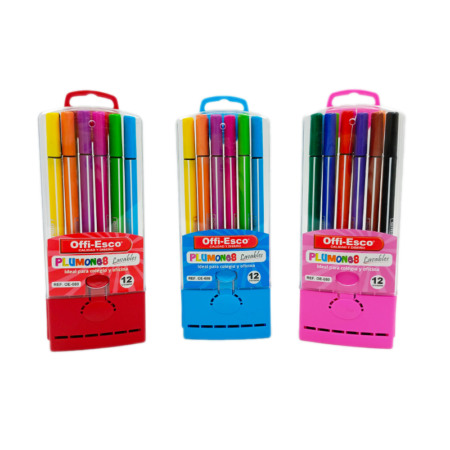 Plumones lavables de colores 12 und