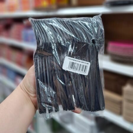 Tenedor desechable  negro 25und