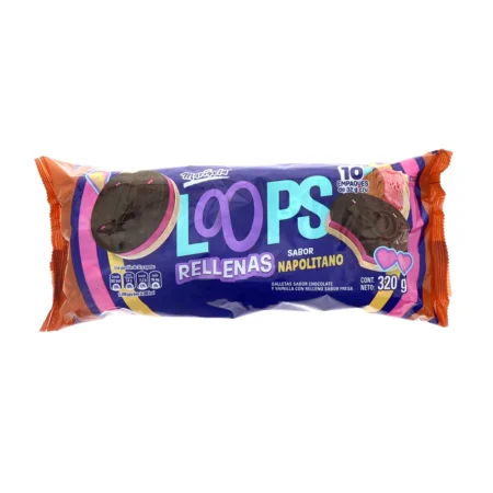 Galletas Rellenas Loops Napolitano 320g